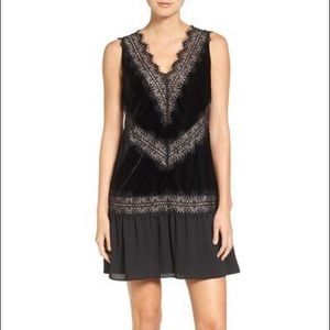 Chelsea 28 mid length velvet and lace black dress